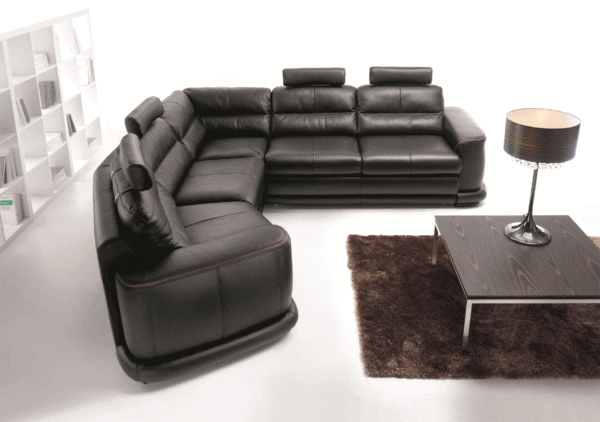 Camino Italian Leather Sectional w/Bed - Image 3