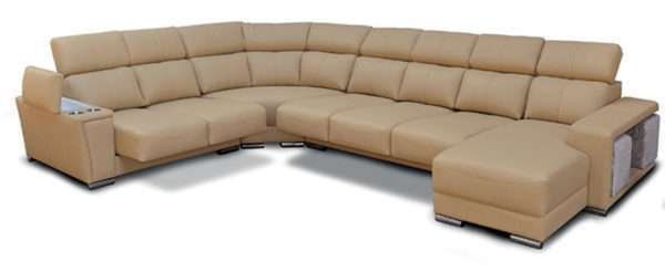 8312 Leather Sectional with Sliding Seats