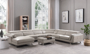 582 Leather Sectional W/ Left Chaise