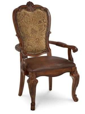 Old World Upholstered Back Arm Chair (Set of 2)