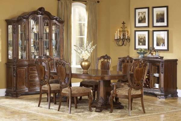 Old World Shield Back Side Chair with Fabric Seat (Set of 2) - Image 3