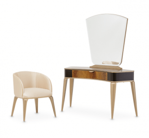 MALIBU CREST CROTCH MAHOGANY Vanith Desk Mirror &Chair