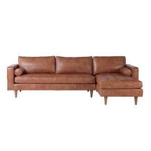 ROMA SECTIONAL IN COGNAC LEATHER
