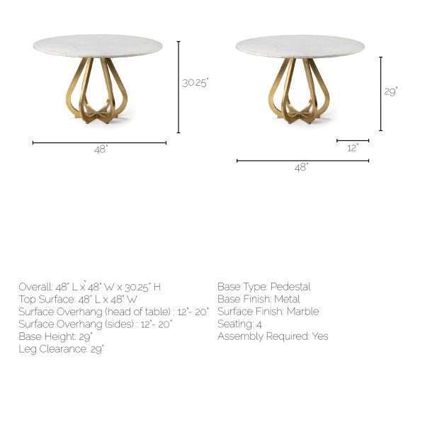 Laurent 48" Round Table (2 Base options) - Image 14