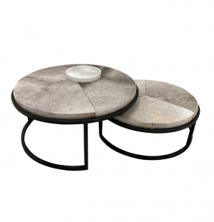 Hayword Nesting Coffee Tables Set of 2 Gray Hide