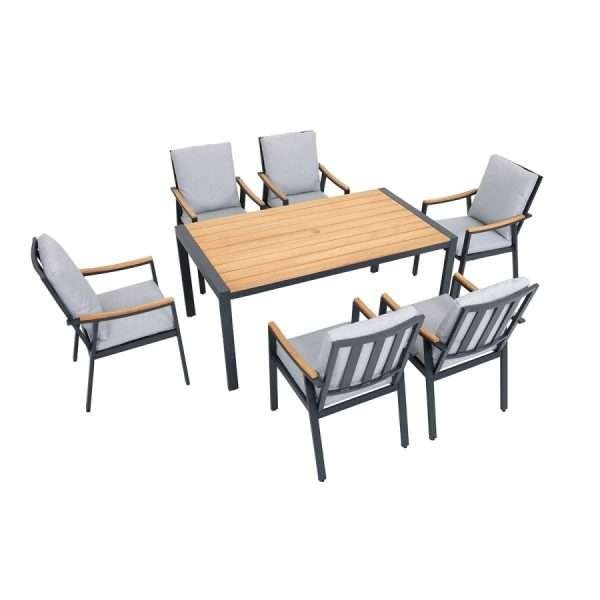 Nova 7-Piece Aluminum & Teak Dining Set