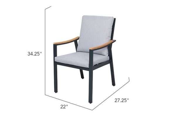 Nova 7-Piece Aluminum & Teak Dining Set - Image 4