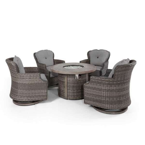 Tenaya 5-Piece Firepit Set with Swivel Rocking Chairs