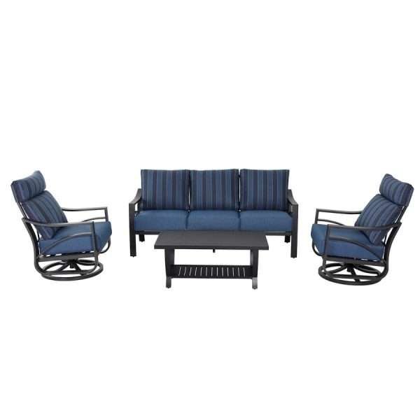 Jarvis 4-Piece Aluminum Sofa Set with Swivel Rocking Chairs