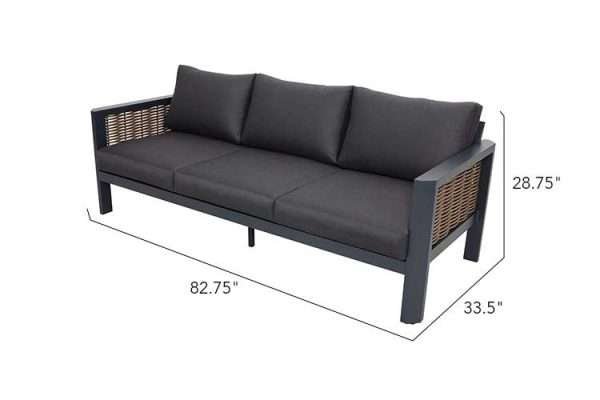Hallie 4-Piece Aluminum & Wicker Sofa Set with Stationary Chairs - Image 3