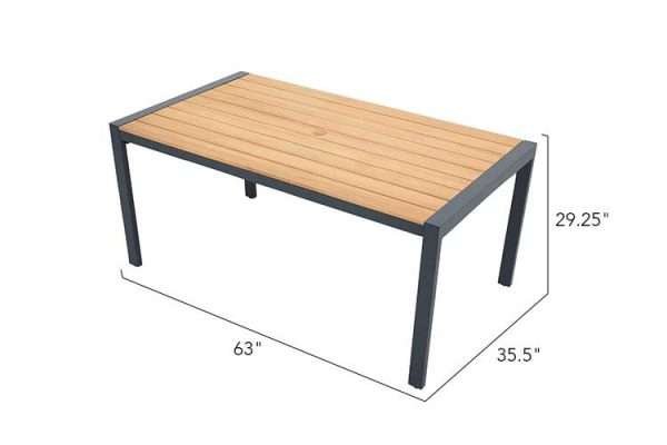 Nova 7-Piece Aluminum & Teak Dining Set - Image 3