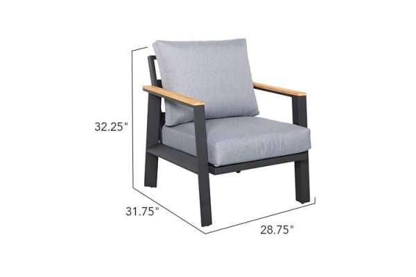 Burton 4-Piece Aluminum & Teak Sofa Set - Image 3