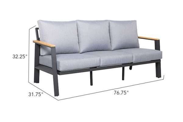 Burton 4-Piece Aluminum & Teak Sofa Set - Image 2