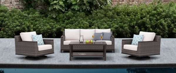 Beaufort 4-Piece Wicker Sofa Set with Swivel Rocking Chairs - Image 7