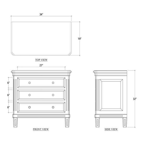 Hayward 3 Drawer Dresser Small - Image 3