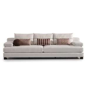 AMORA Sofa Oatmeal Eggshell Walnut