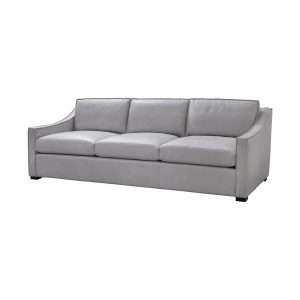 DELLWOOD LEATHER SOFA IN ROYALTON SMOOTH PEBBLE