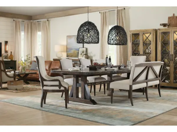 Roslyn County Trestle Dining Table w/2 21in leaves - Image 7