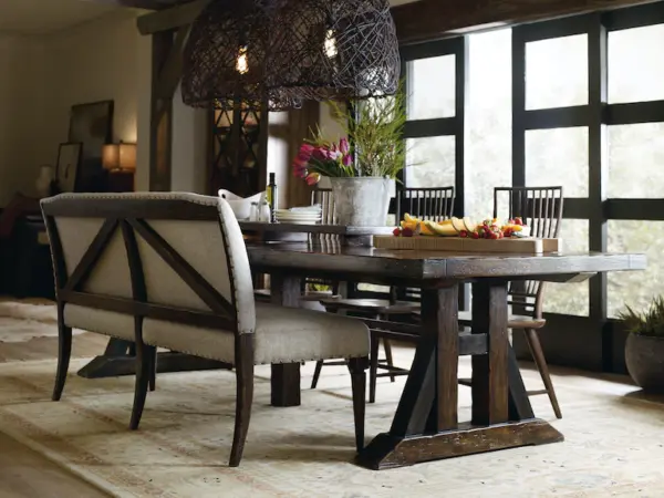 Roslyn County Trestle Dining Table w/2 21in leaves - Image 5