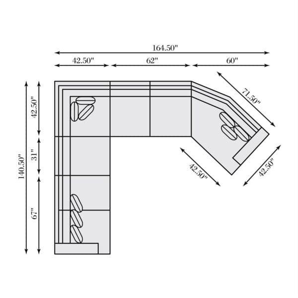 Sydney Fabric 5pc Sectional - Image 6