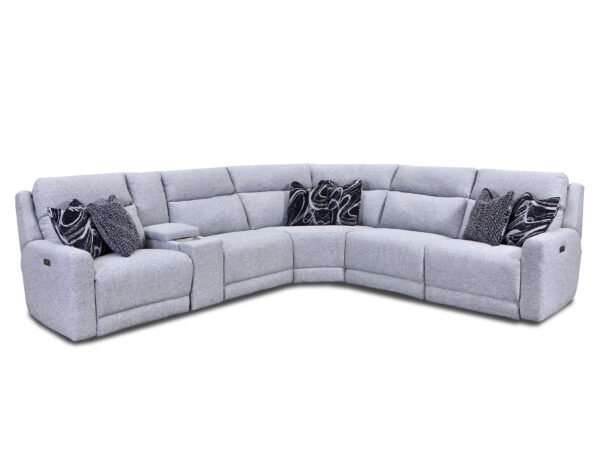 Social Club 5 Pc Power Leather Recliner Sectional - Image 2