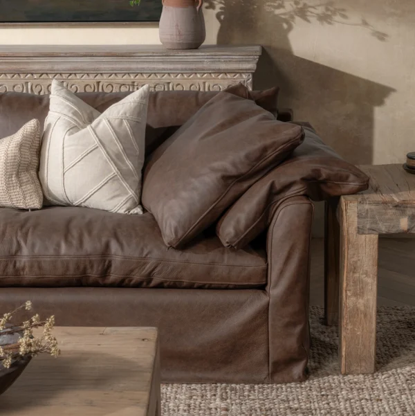 CASSIANO LEATHER SLIP COVER SOFA (5 LEATHER OPTIONS) - Image 8