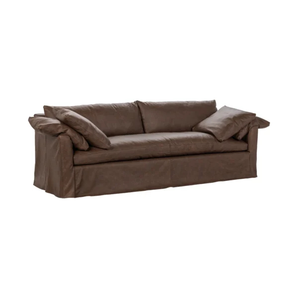CASSIANO LEATHER SLIP COVER SOFA (5 LEATHER OPTIONS)
