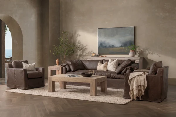 CASSIANO LEATHER SLIP COVER SOFA (5 LEATHER OPTIONS) - Image 7
